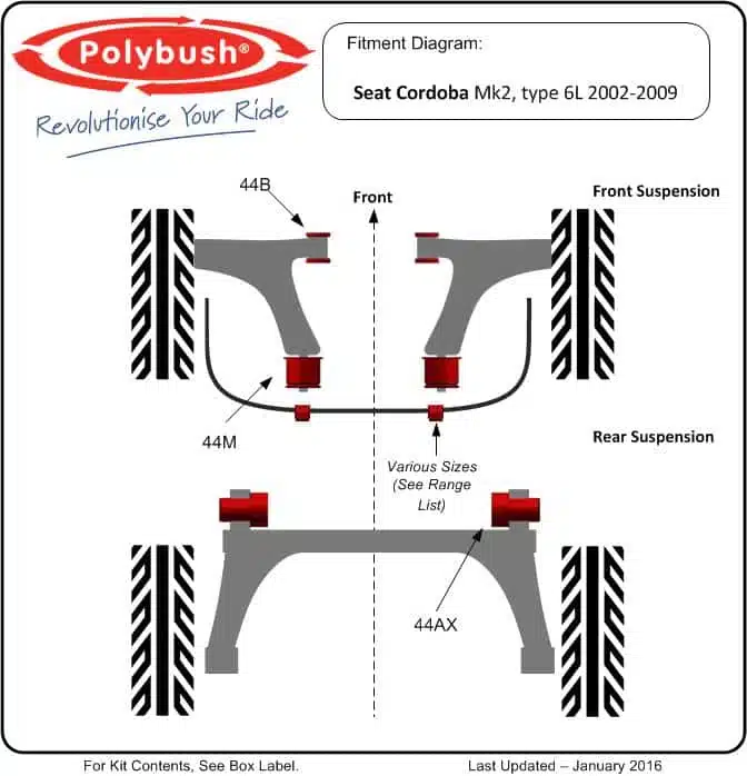Seat Cordoba Mk 2 (2002-2009) suspension bush diagram