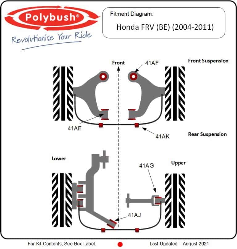 Honda FR-V (BE 2004–2011) suspension bush diagram