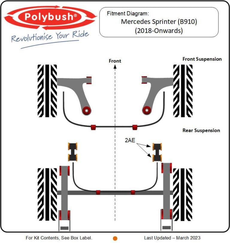 Mercedes Sprinter (B910) (2018-On) suspension bush diagram