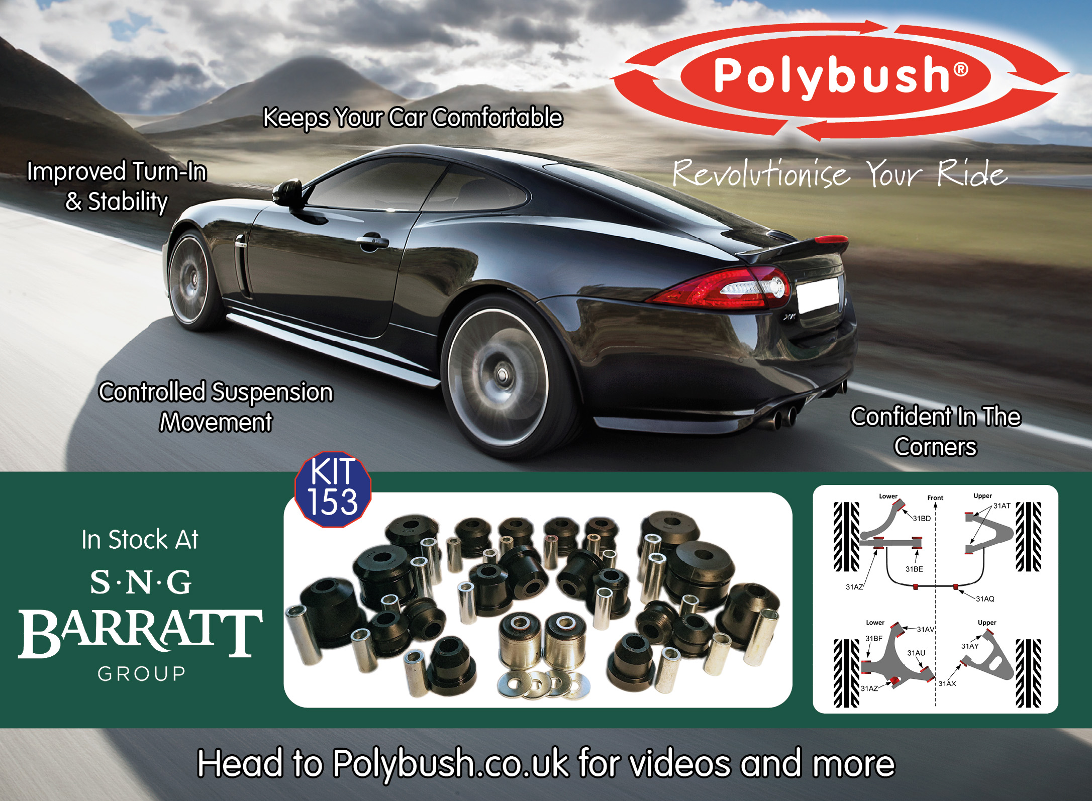 Practical Classics - November - Jaguar XK X150 Polybush Kit 153 Polyurethane Suspension Bush Kit