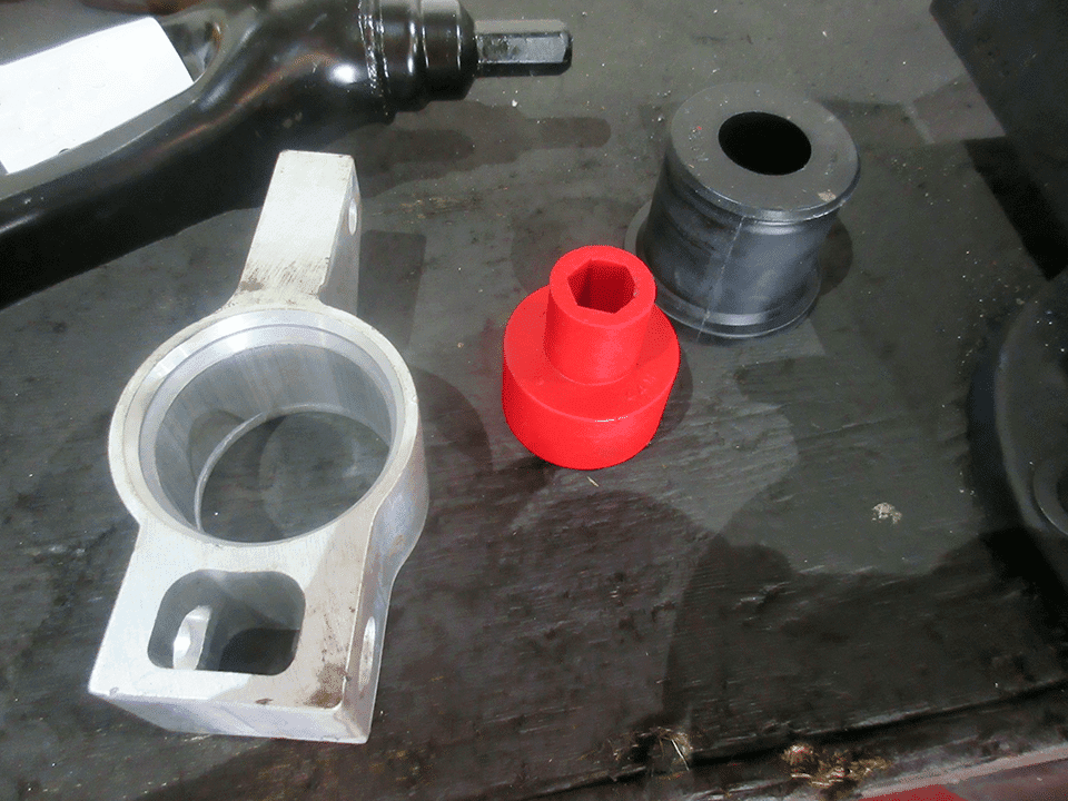 Installing a 44M Polybush polyurethane suspension bush into the 1K0-199-232-J housing