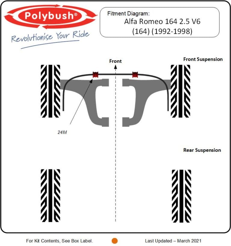 Alfa Romeo 164 2.5 (1992–1998) 2.5 V6 suspension bush diagram