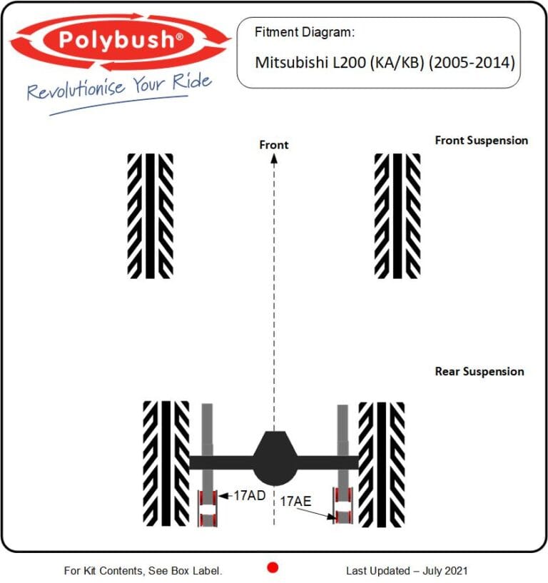 Mitsubishi L200 (KA,KB) (2005-2014) suspension bush diagram