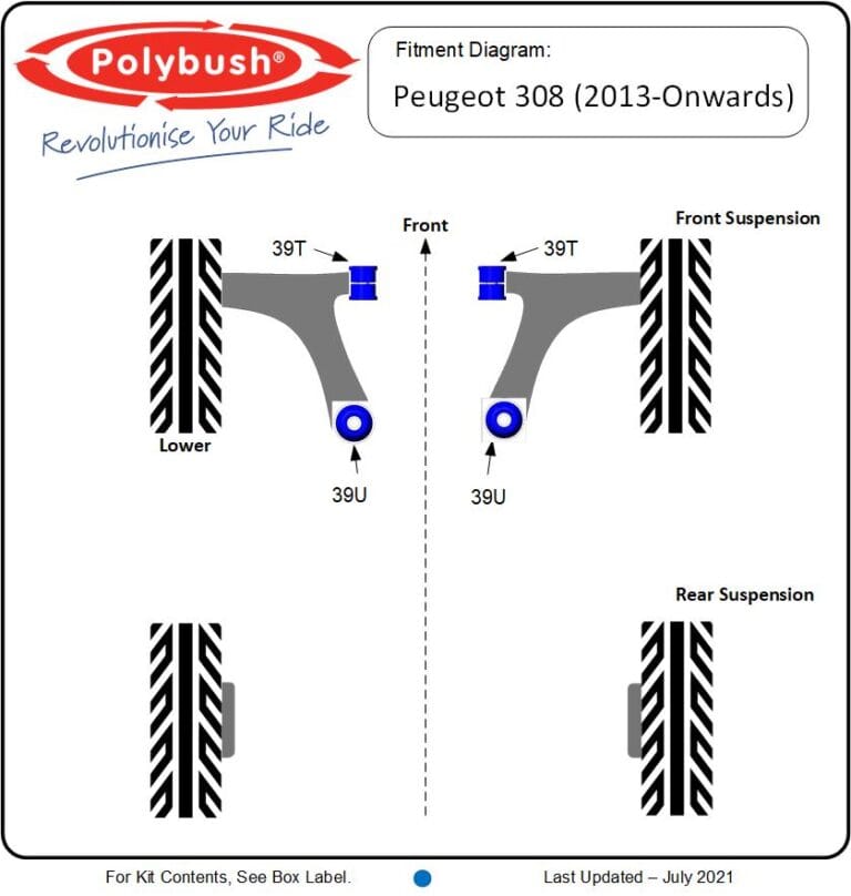 Peugeot 308 (2013-Onwards) suspension bush diagram