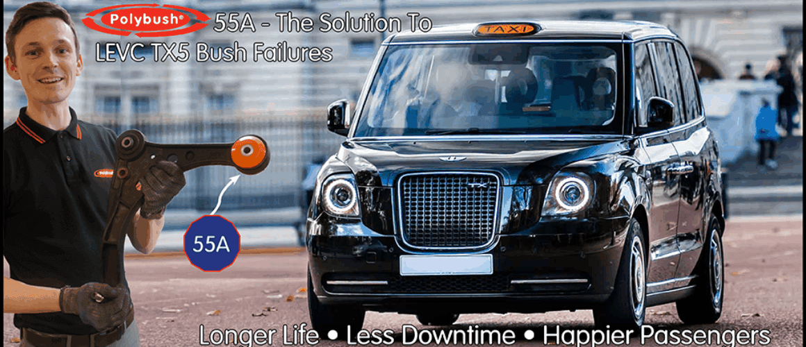 No more LEVC TX5 Front Wishbone Bush Failures With Polybush 55A - Replacing 1C0001063AA,Part of 1C0001011AE,1C0001012AF