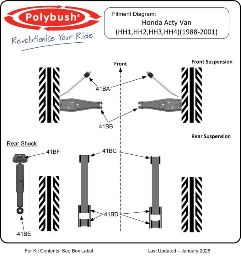 Honda Acty Van (HH1,HH2,HH3,HH4) (1988-2001) suspension bush diagram