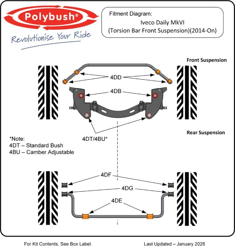 Iveco Daily MK6 (Torsion Bar Front Suspension) (2014-On) suspension bush diagram