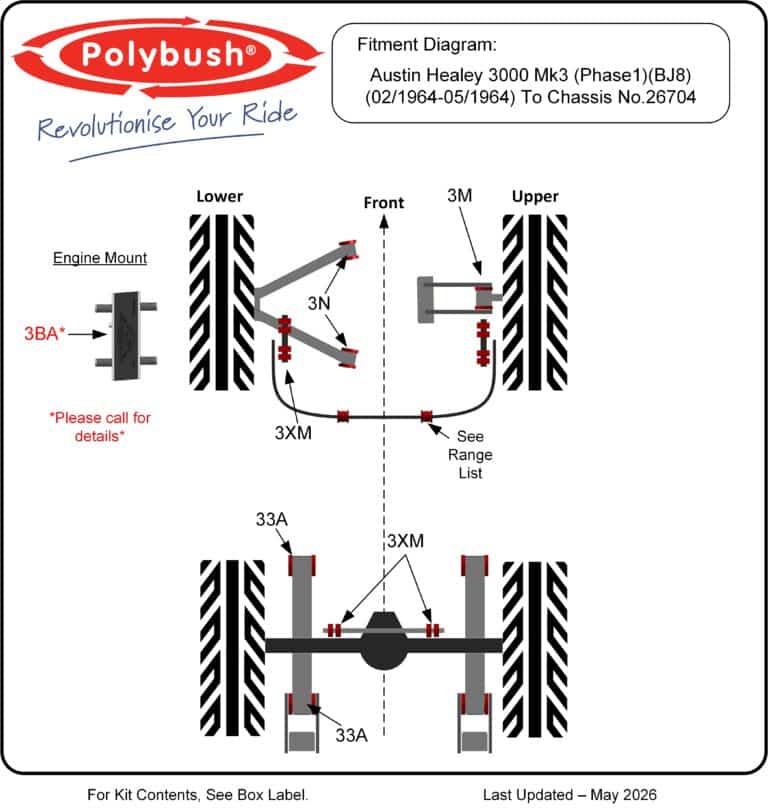 Austin Healey 3000 Mk3 (Phase1) (BJ8) 02/1964-05/1964 suspension bush diagram