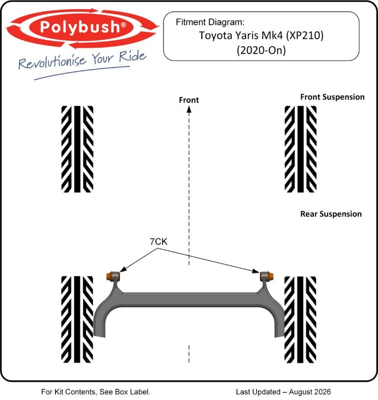 Yaris Mk4 (XP210)(2020-On) suspension bush diagram